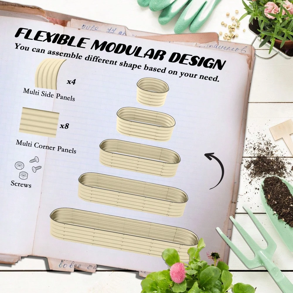 Outsunny 7.9' X 2' X 1' Galvanized Raised Garden Bed Kit, Outdoor Metal