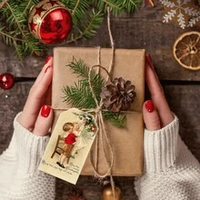 50 张复古圣诞贺卡 - 圣诞老人和驯鹿图案，适合礼品标签和装饰 - 彩色 - 查看 1