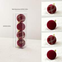 Set Of 4 Red Velvet Christmas Ornaments - American Style Hanging Tree Decorations For Seasonal Holidays - Holiday Pendants, Pendants And Home Party Decor Ornaments - Perfect For Thanksgiving, Easter, Halloween, Christmas, New Year Best Gifts Birthday