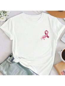 Women's Pink October T-Shirt With Bow - 白色 - 查看 1