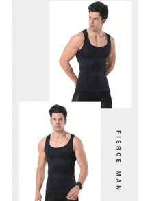 1pc Men Breathable Sports Compression Shapewear Shirt, Suitable For Everyday, Sports, Business, Banquet - 黑色 - 查看 6