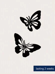 1pc Herbal Juice Minimalist Silhouette Butterfly Temporary Tattoo, 7-14 Days Waterproof, Smudge-Proof, For Finger, Wrist, Shoulder, Neck, Collarbone, Body - Blue - View 7