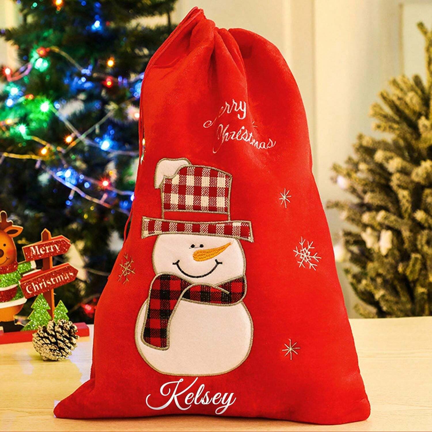 Custom Christmas Gift Bag,Santa Sack Bags,Embroidered Name Gift Sack