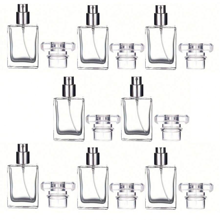 1/8pcs 30ml Glass Perfume Bottle Refillable Empty Transparent Travel Perfume Spray Atomizer Bottle, Perfume Mist Sprayer Bottle Atomizer Container With Spray Applicator