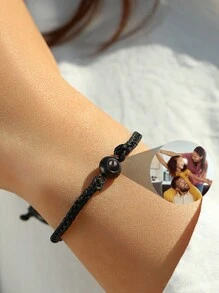 1pc Custom Photo Projection Bracelet, Stainless Steel Colorful Braided Couples Bracelet, Suitable For Men & Women, Couples, Family, Photo Memory, Personalized Gift For Holiday, Mother's Day, Father's Day For Her, Friends For Anniversaries, For Valentine's Day, For Mother's Day, For Birthdays Graduation Father's Day Weddings, For Daily Wear, For Party, For Prom,Customized Fashion Photo Bracelets,Look Glamour,Black,Silver,Gold,Stylish,Colorful,Vintage,Simple,Unisex,Casual,Cuties,Custom,Personalized,Unique,Ideal Gifts For Him,Ideal Gifts For Her,Her,Boyfriend,Girlfriend,Dad,Mom,Family,Friends,For Anniversaries,For Birthdays,For Graduation,For Prom,For Party