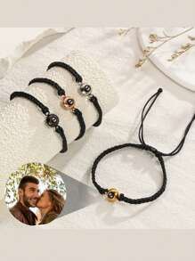 1pc Custom Photo Projection Bracelet, Stainless Steel Colorful Braided Couples Bracelet, Suitable For Men & Women, Couples, Family, Photo Memory, Personalized Gift For Holiday, Mother's Day, Father's Day For Her, Friends For Anniversaries, For Valentine's Day, For Mother's Day, For Birthdays Graduation Father's Day Weddings, For Daily Wear, For Party, For Prom,Customized Fashion Photo Bracelets,Look Glamour,Black,Silver,Gold,Stylish,Colorful,Vintage,Simple,Unisex,Casual,Cuties,Custom,Personalized,Unique,Ideal Gifts For Him,Ideal Gifts For Her,Her,Boyfriend,Girlfriend,Dad,Mom,Family,Friends,For Anniversaries,For Birthdays,For Graduation,For Prom,For Party