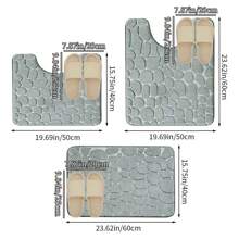 1 pieza/2 piezas Alfombra de baño o tapete de inodoro de unicolor, simple y clásico, con textura de piedra, antideslizante y absorbente, para decoración del hogar, baño, piso, alfombra exterior, felpudo de entrada, decoración de otoño, accesorios de baño, regreso a la escuela - Gris Claro - Ver 2