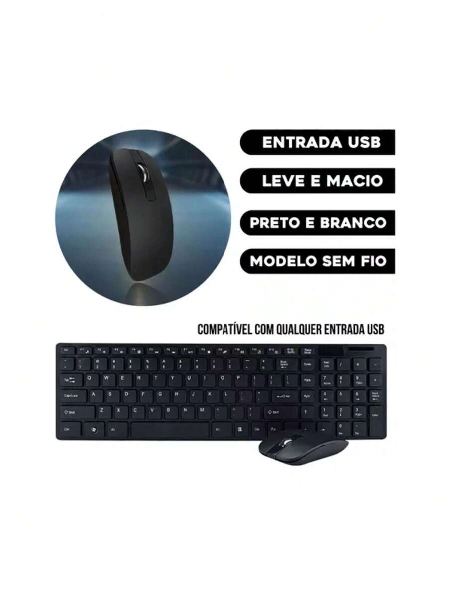 Wireless Keyboard And Mouse Kit With Bluetooth Receiver 2.4GHz Wireless