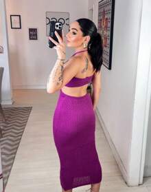Amanda Long Dress - 玫瑰紅 - 查看 2