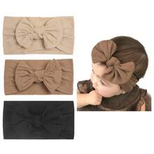 3PCS Super Stretchy Soft Knot Headbands With Hair Bows Head Wrap Hair Accessories For Newborn Baby Girls Infant Toddlers