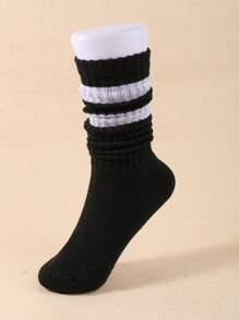 1/3 Perechi Șosete Tricotate Lejere pentru Femei, Cu Dungi, Toamnă și Iarnă, Șosete Lejere cu Dungi, Șosete Scrunch, Șosete Scrunchie, Șosete Crew, Moi, Confortabile, Calde și Respirabile, La Modă, Negru, Alb, Gri, Cadouri Perfecte pentru Drumeții, Înapoi la școală, Halloween și Crăciun