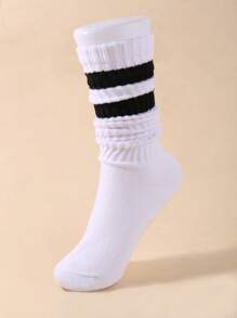 1/3 Perechi Șosete Tricotate Lejere pentru Femei, Cu Dungi, Toamnă și Iarnă, Șosete Lejere cu Dungi, Șosete Scrunch, Șosete Scrunchie, Șosete Crew, Moi, Confortabile, Calde și Respirabile, La Modă, Negru, Alb, Gri, Cadouri Perfecte pentru Drumeții, Înapoi la școală, Halloween și Crăciun