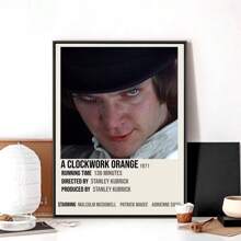 1pc Wall Arts Posters Frameless Clockwork Orange Poster Frameless Poster Kraft Club Bar Paper Retro Poster Wall Art Painting Bedroom Learning Pop,Canvas