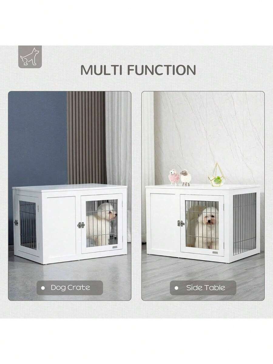 Dog Crate Furniture Wire Indoor Pet Kennel Cage, End Table With Double
