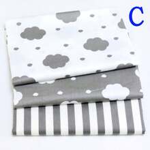 3 Pcs/Lot Cartoon Starry Sky Cloud Star Series Twill Fabric Five Pointed Star Crown Design Printed Cloth Geometric Stripe/Wave Pattern Design DIY Handmade Cloth Head Quilting Patchwork Cloth Group Pillow Cover Cloth Block Sewing Scrapbooking Cloth Tecidos Calico