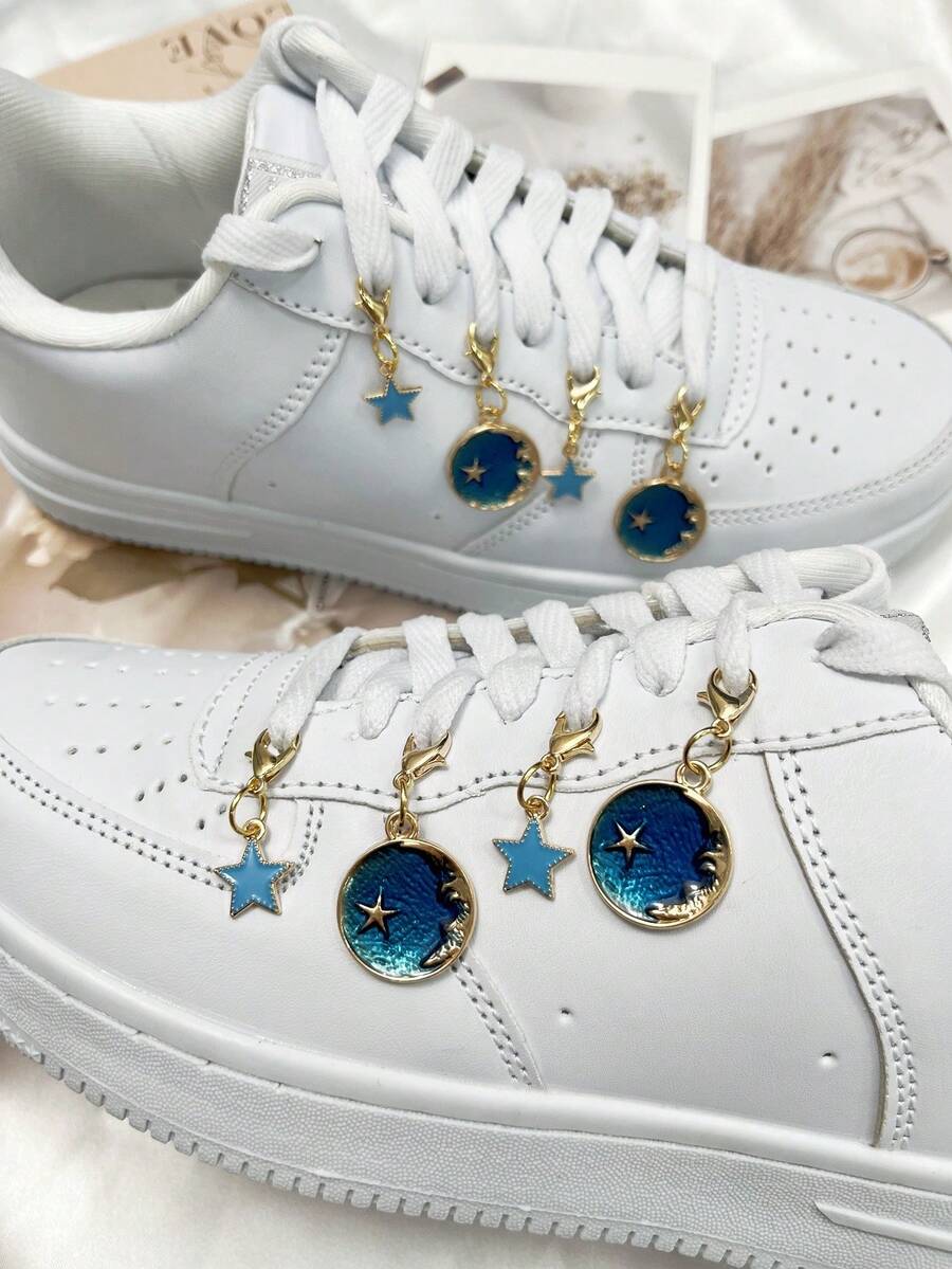 8 chiếc móc giày Blue Planet/Star, thích hợp cho giày thể thao, giày bệt, phụ kiện giày thể thao - Màu xanh lam - Xem 1