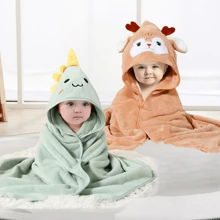2 pièces Serviette de bain bébé, couverture à capuche visage animal unisexe pour bébé, pèlerine bébé design animal unique super douce, peignoirs de bain nouveau-nés pour toutes les saisons, serviettes de bain en polaire de dessin animé pour tout-petits