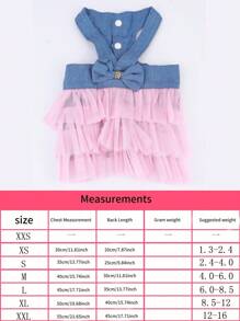 1 件装宠物蕾丝连衣裙背带适合中小型猫和狗 - 藍色 - 查看 2