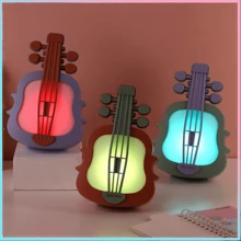 Mini Violin Night Light, USB Rechargeable, Colorful Bright Ambient Light, Suitable For Bedroom Desk Decoration - Màu tím - Xem 2