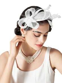 1pc Fascinators Headband With Feather, Women's Tea Party Hat For Kentucky Derby, Cocktail, Wedding, Fancy Dress Party, Tiny Hats, Mini Cap