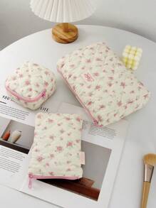 1Pc Túi đựng mỹ phẩm họa tiết hoa cho nữ, Túi đựng đồ trang điểm, Túi đựng đồ trang điểm, Túi đựng băng vệ sinh, Túi đựng khăn ăn, Túi đựng mỹ phẩm, Túi đựng đồ trang điểm cho nữ, Túi đựng băng vệ sinh cho nữ, Túi đựng ví, Túi đựng cọ mỹ phẩm di động có khóa kéo - Nhiều màu - Xem 15