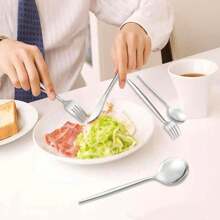 Juego De Cubiertos De 24 Cuchillos, Cucharas Y Tenedores - Plateado - Ver 10