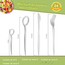 Juego De Cubiertos De 24 Cuchillos, Cucharas Y Tenedores - Plateado - Ver 3