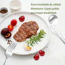 Juego De Cubiertos De 24 Cuchillos, Cucharas Y Tenedores - Plateado - Ver 6