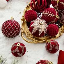 Set Of 4 Red Velvet Christmas Ornaments - American Style Hanging Tree Decorations For Seasonal Holidays - Holiday Pendants, Pendants And Home Party Decor Ornaments - Perfect For Thanksgiving, Easter, Halloween, Christmas, New Year Best Gifts Birthday