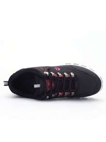 1双男士真皮轻便系带透气柔软运动鞋，适合休闲登山、狩猎、户外徒步、公园跑步等运动。 - 黑色 - 查看 5