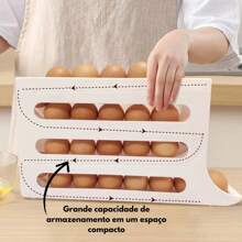 Egg Holder Dispenser Organizer Egg Tray Refrigerator Transparent 4 Tier 30 Eggs Automatic Holder - Multicolor - Ver 11