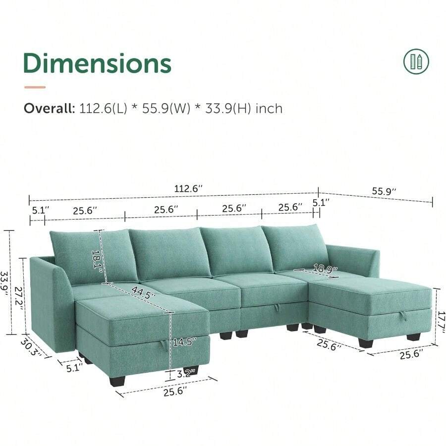 Convertible Modular Sectional Sofa U Shaped Modular Couch With