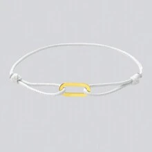 1 件不锈钢手链金色椭圆形金属扣蜡线皮革可调节尺寸手链男女情侣 DIY 手链 - 單環金色 - 查看 19