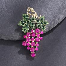 1 件水钻葡萄形金属胸针，花卉水果乡村风格服装装饰配件，防止女性衣柜故障 - 彩色 - 查看 11