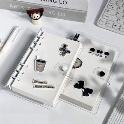 1pc 60 Pages A6 Transparent Removable Notebook Loose-Leaf Portable Journal, Stickers Not Included Back To School