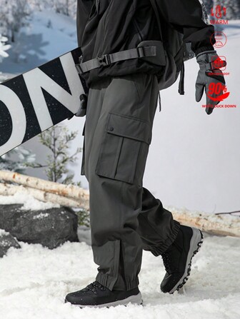 Women's Winter Outdoor Skiing Pants With Puffy Soft Volcanic Fleece, Windproof And Warm, Matching 3D Cut Workwear Side Pockets, Straight Leg Style, Versatile, Comfortable, And Warm Long Pants