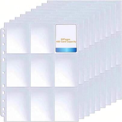 20pcs/30pcs/50pcs Plastic Card Sleeves, Baseball Card Protectors, Clear Card Holder, Small Card Cover, GX VMax Game Cards Pocket Game Trading Card Storage Album Pages, For Birthday Christmas Collectors PVC Storage Album With 4/9-Slot Clear Pages, Suitable For Collecting And Storing Photos And Cards Toys