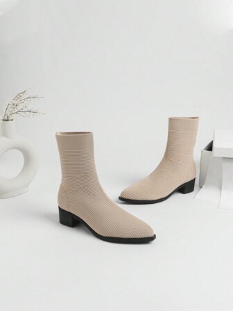 Women's Boots Winter Knitted Soft Elastic Socks Anti Slip Rubber Thickened Sole 2024 New Model