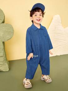 mini bala 户外连体服 男童宝宝 女童工作服 连体衣套装 2024 新款套装 - 藍色 - 查看 2