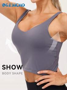 Tight Fitting Tank Top Longline Wirefree Padded With Medium Support Women Tank Top - Mauve Purple - View 3