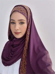 قطعة واحدة، حجاب جديد للنساء حجم كبير، شال حجاب مرصع بالراين ستون قطع القماش الناعمة، عمامة كاجوال موحد اللون، وشاح للنساء، إكسسوارات عبايةرمضان