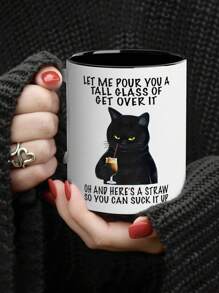 1 件 11 盎司/325 毫升可爱黑猫咖啡杯，陶瓷咖啡杯，让我检查我的水杯，夏季和冬季饮水器具，隔热，可重复使用，圣诞节，生日礼物，节日礼物，适合热饮或冷饮，非常适合果汁、牛奶、咖啡，适合送给他的礼物，有趣的杯子，感恩节，仅可手洗，所有季节和场合返校 - 彩色 - 查看 11