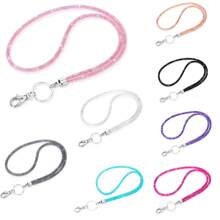 1pc 31.5 Inch(Approx. 80.9 Cm) Sparkling Crystal Lanyard, With Metal Clasp & Keychain, Rhinestone Fishnet ID Badge Holder Halter, Office/Teacher Gift Back To School