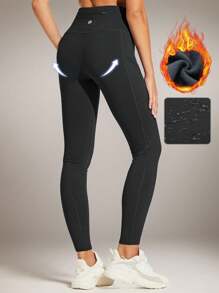 ZUTY Gefütterte Leggings Damen Winter Hoher Bund Wanderstrumpfhosen mit Taschen Große Größen, Fleece