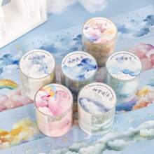 1 Roll 78.74inch(200cm) Various Cloud Themes Stickers On Roll Cutting Decor Hand Account Aesthetic Scrapbooking Personalized DIY Journaling Calendar Collage Diary Material Back To School - 1 Volume - View 5