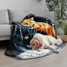 Personalized Customized Text Fox Design Flannel Blanket - Four Seasons Thick Knitted Travel Blanket - Lightweight, Personalized, Suitable For Sofa, Bedroom, Outdoor Use - Machine Washable