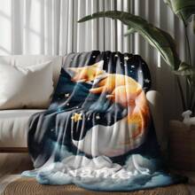 Personalized Customized Text Fox Design Flannel Blanket - Four Seasons Thick Knitted Travel Blanket - Lightweight, Personalized, Suitable For Sofa, Bedroom, Outdoor Use - Machine Washable