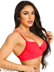 Bra With Padded Cup And Adjustable Thin Straps Slim Size Casual Fashion Exclusive Premium Lingerie All Occasions Double Clasp Elegant Woman - 紅色 - 查看 3