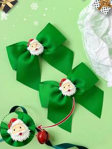 2 件 4 英寸圣诞圣诞老人发饰，适合女孩，时尚儿童女孩发饰，带发夹，适合圣诞节派对学校 - A - 查看 15
