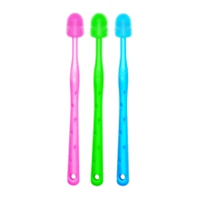 3pcs Cat, Dog, Pet Toothbrush, Anti Tartar Cosmetic Brush, Soft Bristle Size Dog Specific 360 Degree Soft Silicone (Purple/Green/Blue)